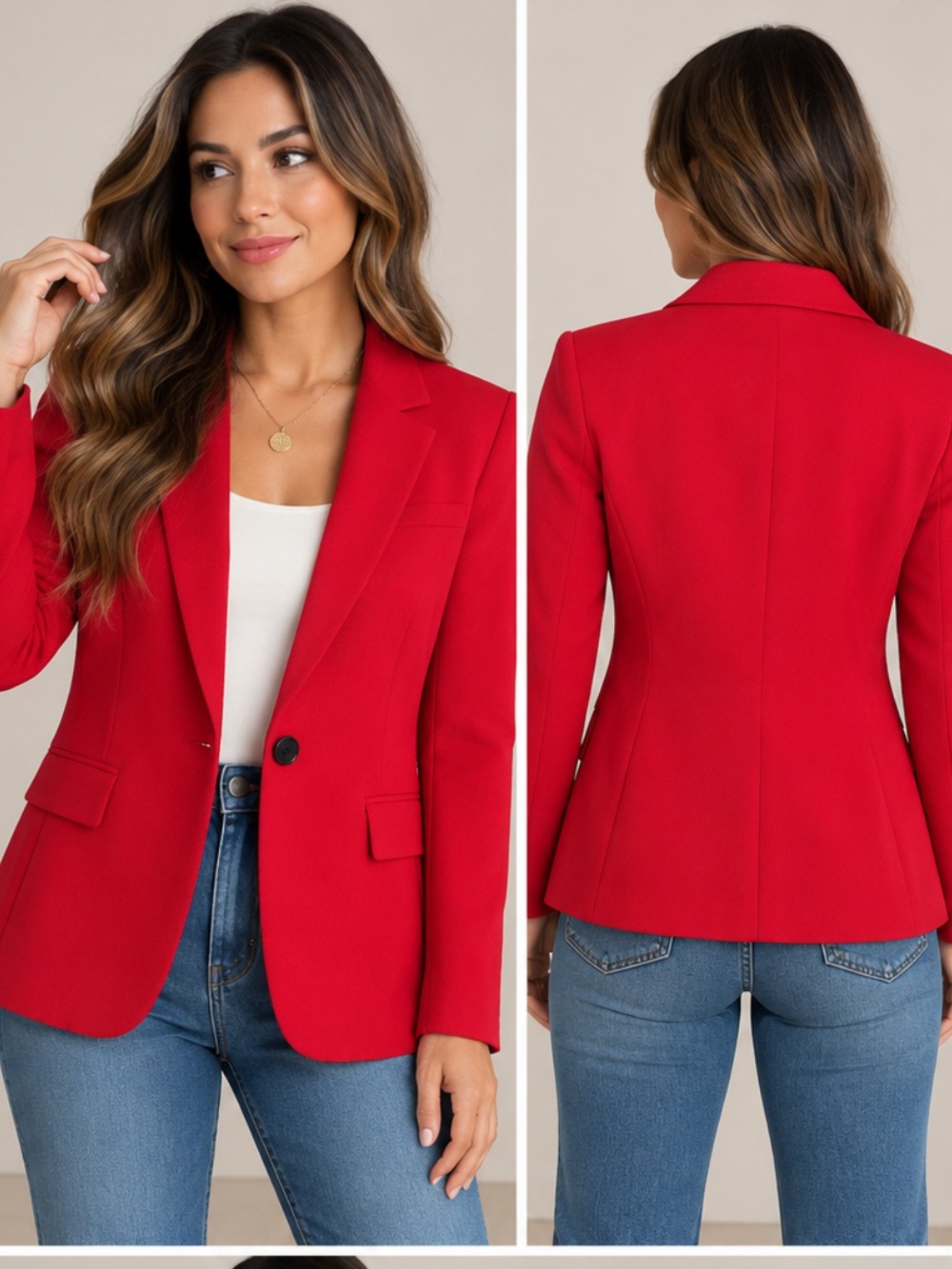 Aqua Bold Red Single-Button Blazer size L new without tag